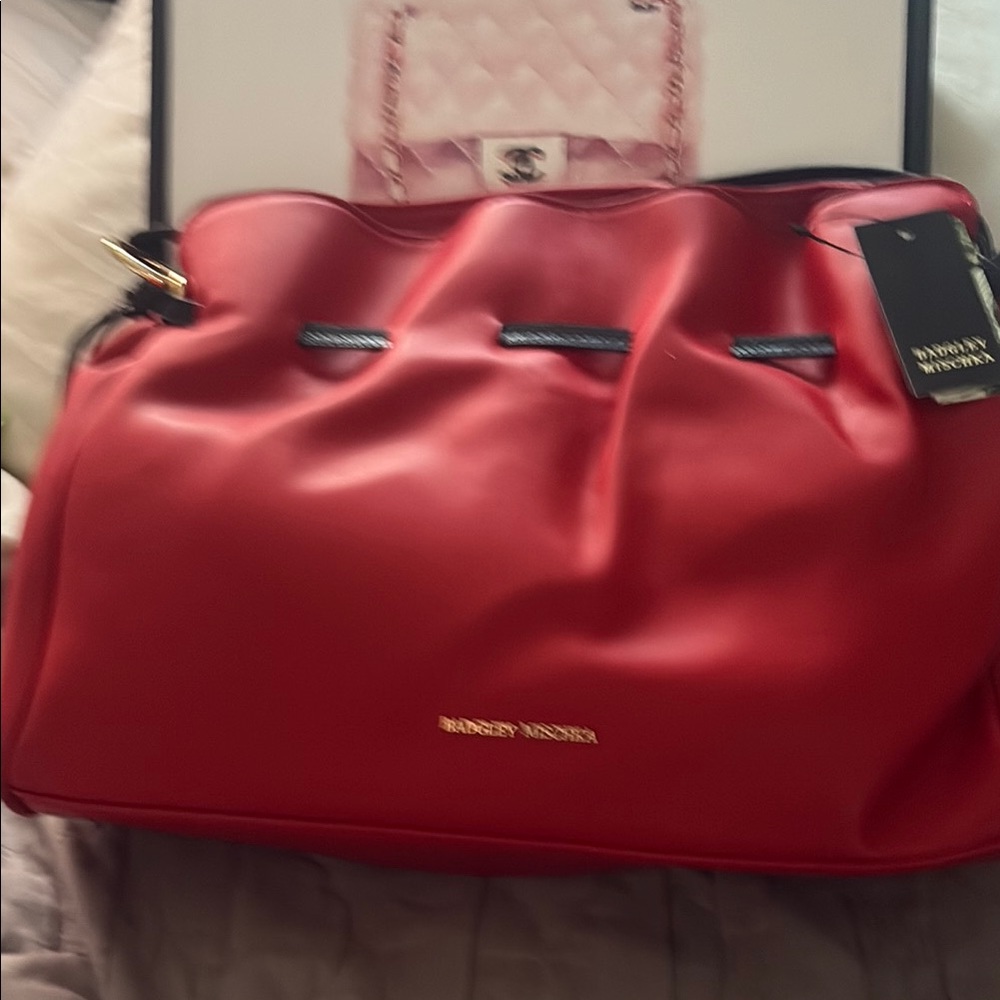 BADGLEY MISCHKA Red Shoulder Bag with Metallic Hardware